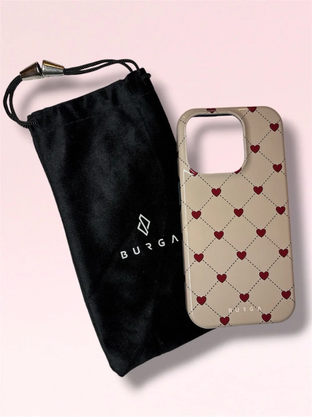 BURGA Red Heart Lattice Tough Case iPhone 15 Pro + Dust Bag